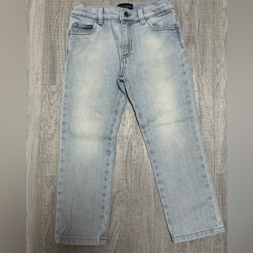 Dolce & Gabbana Boys Jeans Size 5 Light Wash Denim Sailboat Made in Italy